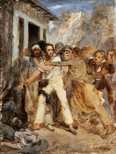Study for a Battle Scene: A man being arrested, c.1830 by Henry Scheffer